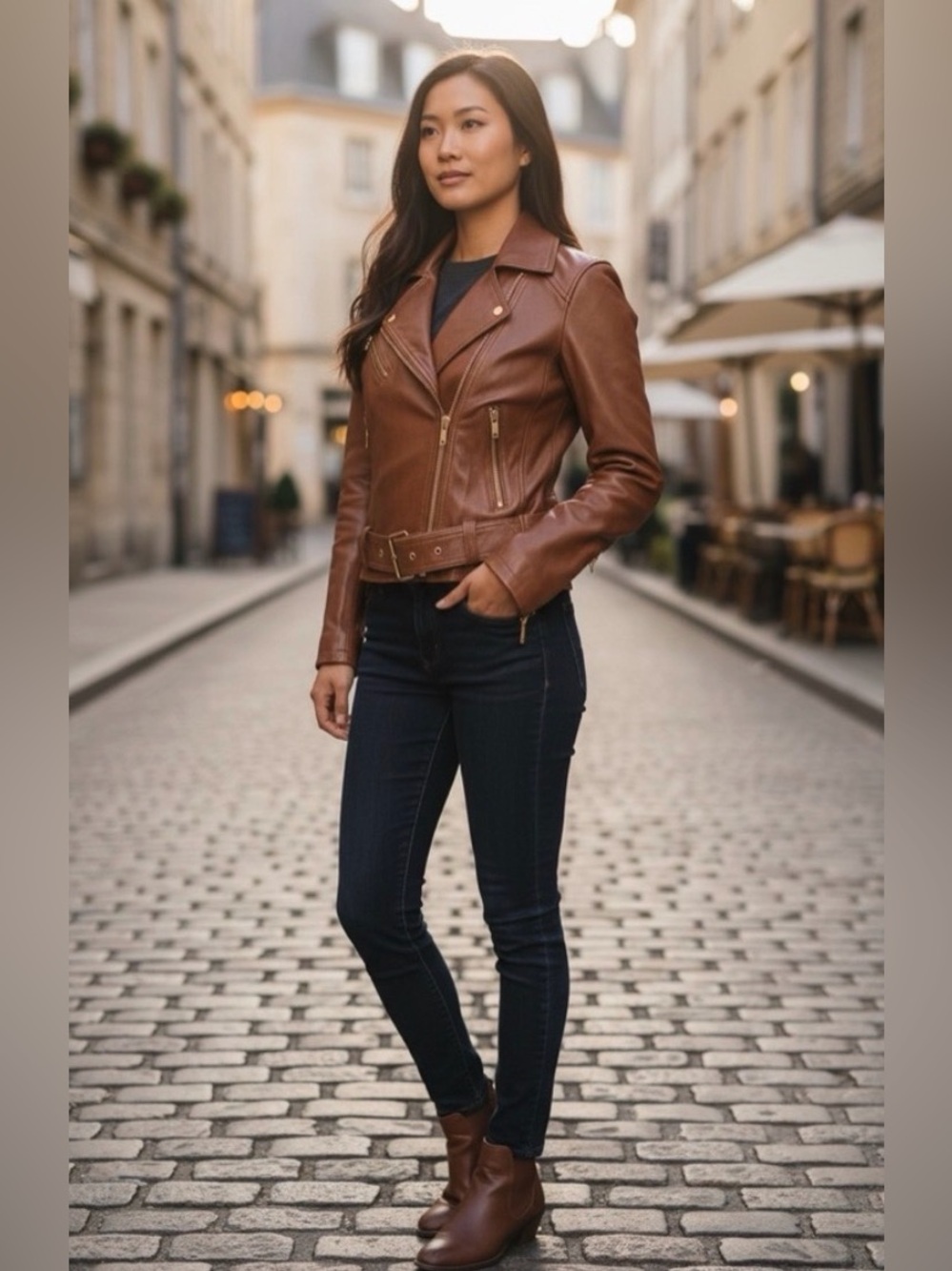 Michael Kors 2 in 1 Leather Convertible To Vest Moto Jacket NWOT